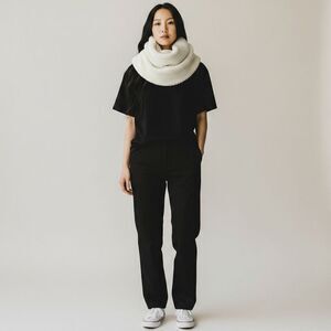 BDG Solid White Ivory Sheep Soft infinity Heavyweight Scarf one size